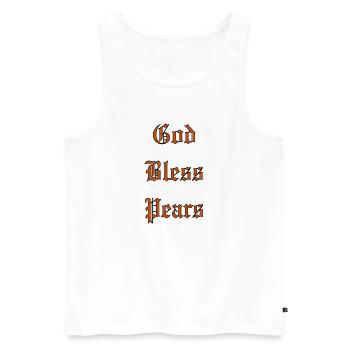 GodBlessPears - Men's Premium Organic Tank Top - white - Front - AI Model Male 178 light (178cm)