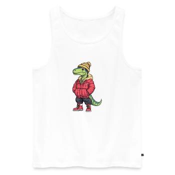 Dinosaurier brontosaurus Fashion Winter - Männer Premium Bio Tank Top - Weiß - Vorne - Michal (187cm)