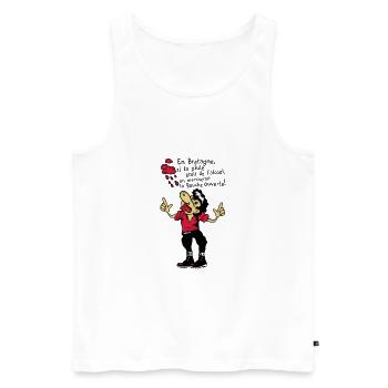 breton bouche ouverte alcool humour citation - Débardeur bio Premium Homme - blanc - Devant - Michal (187cm)