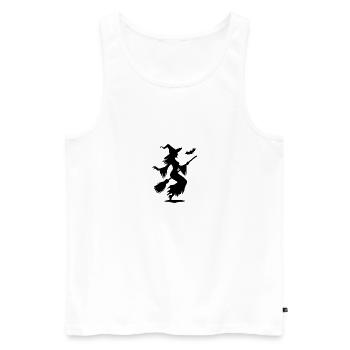 Spooky Halloween Witches with Broom and Bat - Men's Premium Organic Tank Top - white - Front - Michal (187cm)
