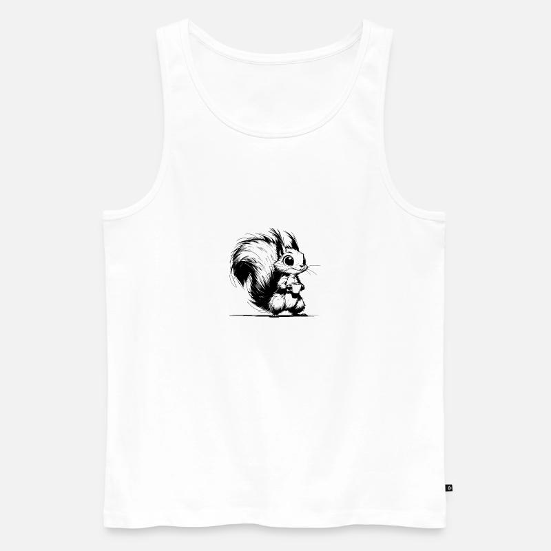 Aufgewecktes Baby Eichhörnchen mit Kaffee - Männer Premium Bio Tank Top - Weiß