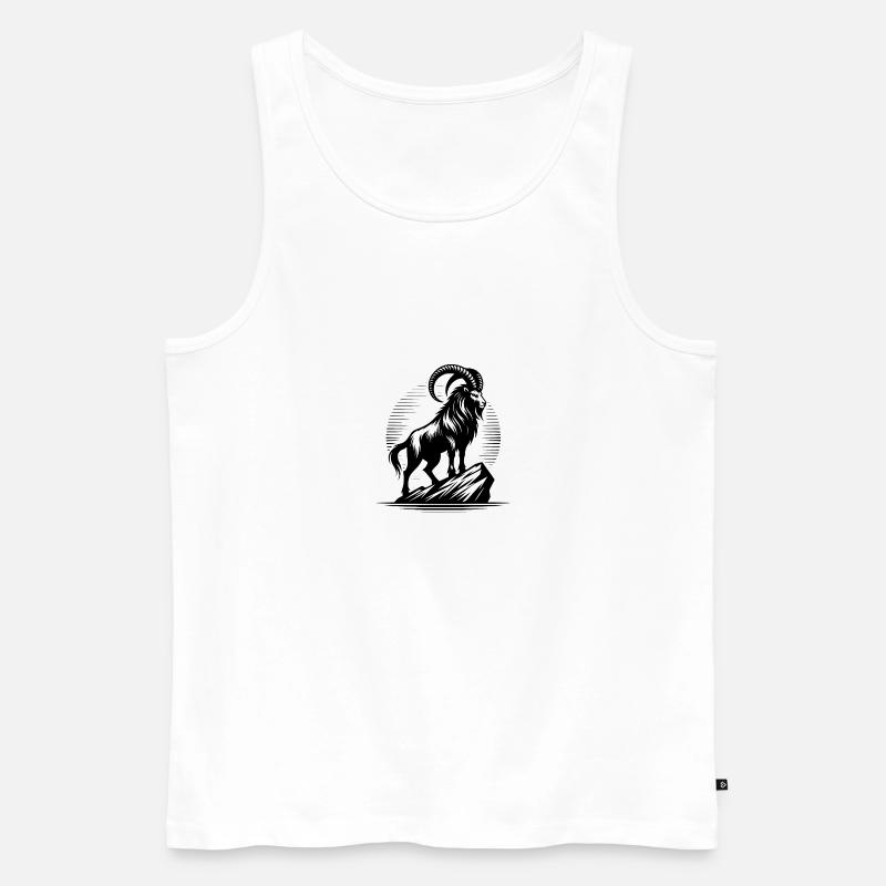 Cooler Steinbock mit gewaltigen Hörnern - Männer Premium Bio Tank Top - Weiß