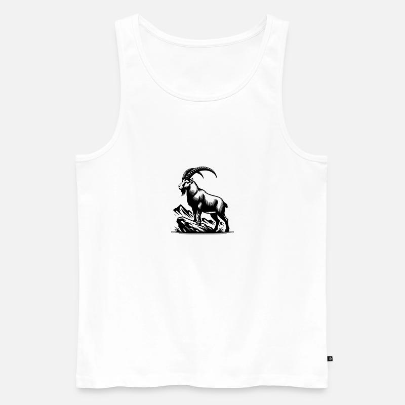 Steinbock mit gewaltigen Hörnern - Männer Premium Bio Tank Top - Weiß