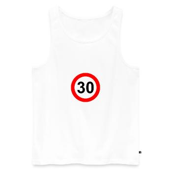 Panneau routier limite de vitesse 30 - Débardeur bio Premium Homme - blanc - Devant - AI Model Male 178 light (178cm)
