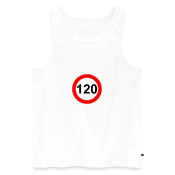 Panneau routier limite de vitesse 120 - Débardeur bio Premium Homme - blanc - Devant - AI Model Male 178 light (178cm)