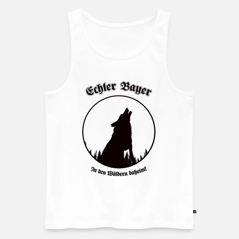 Wolf im Wald - Echter Bayer in den Wäldern daheim - Männer Premium Bio Tank Top - Weiß