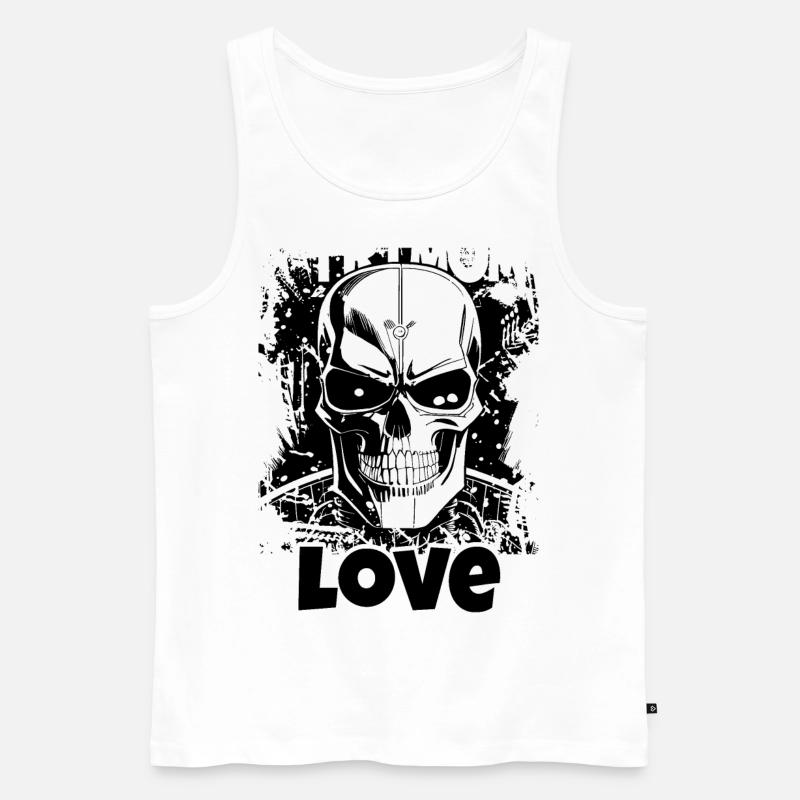 Love Skull - Männer Premium Bio Tank Top - Weiß