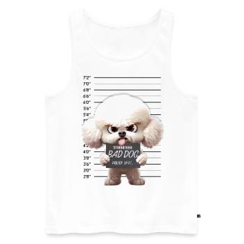 BAD DOG White Poodle dog Weisser Pudel - Männer Premium Bio Tank Top - Weiß - Vorne - Michal (187cm)