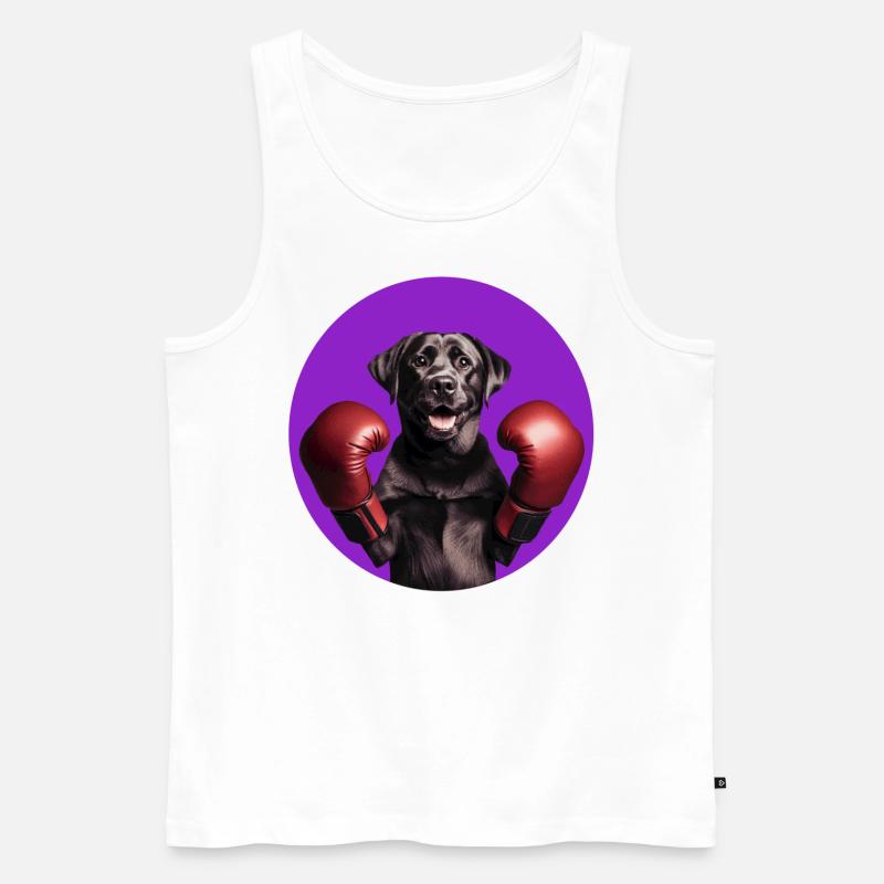 Labrador als Boxer - Männer Premium Bio Tank Top - Weiß