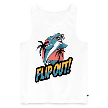 Fun Retro Dolphin Flip Out avec lunettes de soleil - Débardeur bio Premium Homme - blanc - Devant - AI Model Male 178 light (178cm)