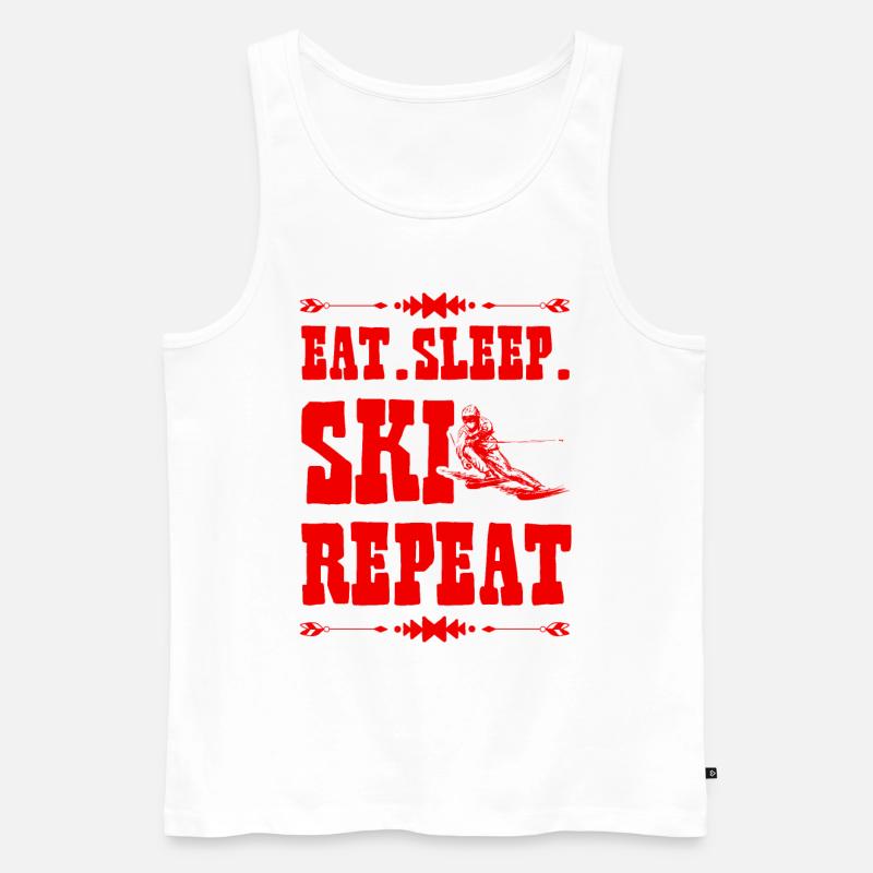 Eat Sleep Ski Repeat - Männer Premium Bio Tank Top - Weiß