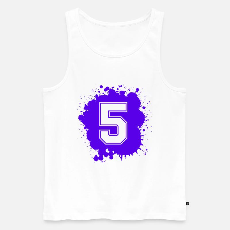 5 Zahl Klecks - Männer Premium Bio Tank Top - Weiß
