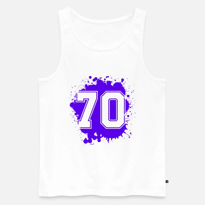 70 Zahl Klecks - Männer Premium Bio Tank Top - Weiß