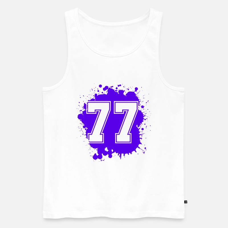 77 Zahl Klecks - Männer Premium Bio Tank Top - Weiß