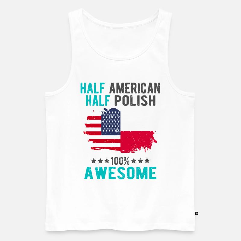 Halb Amerikaner Halb Singapurer - Männer Premium Bio Tank Top - Weiß
