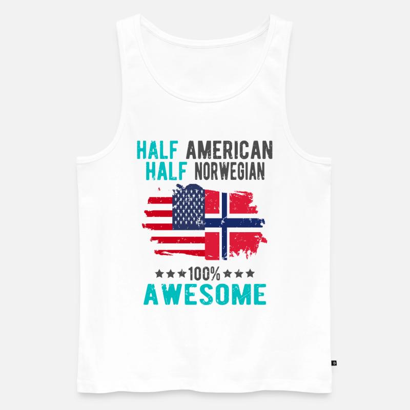 Halb Amerikaner Halb Norweger - Männer Premium Bio Tank Top - Weiß
