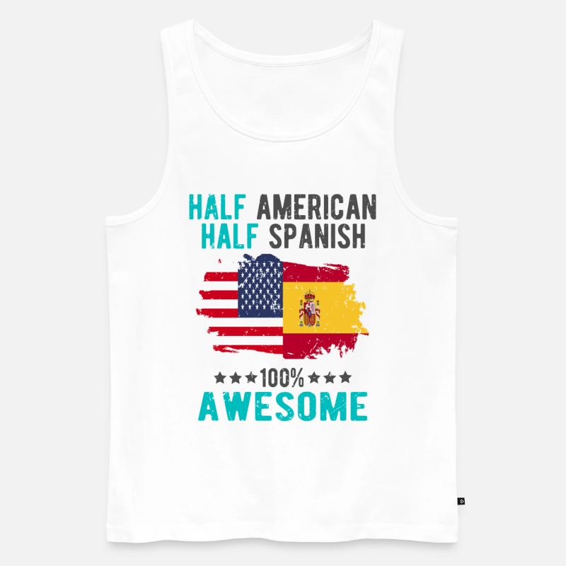 Halb Amerikaner Halb Spanier - Männer Premium Bio Tank Top - Weiß