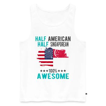 Half American Half Singaporean - Men's Premium Organic Tank Top - white - Front - Michal (187cm)