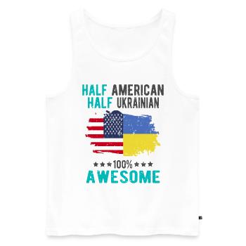 Half American Half Ukrainian - Men's Premium Organic Tank Top - white - Front - AI Model Male 178 light (178cm)