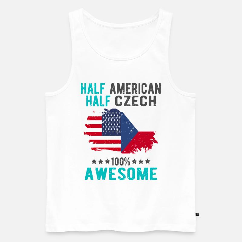 Halb Amerikaner Halb Tscheche - Männer Premium Bio Tank Top - Weiß