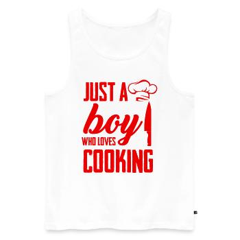 junge liebt kochen - Männer Premium Bio Tank Top - Weiß - Vorne - Michal (187cm)