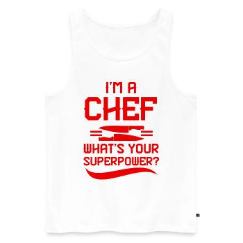 kochen koch superpower - Männer Premium Bio Tank Top - Weiß - Vorne - AI Model Male 178 light (178cm)