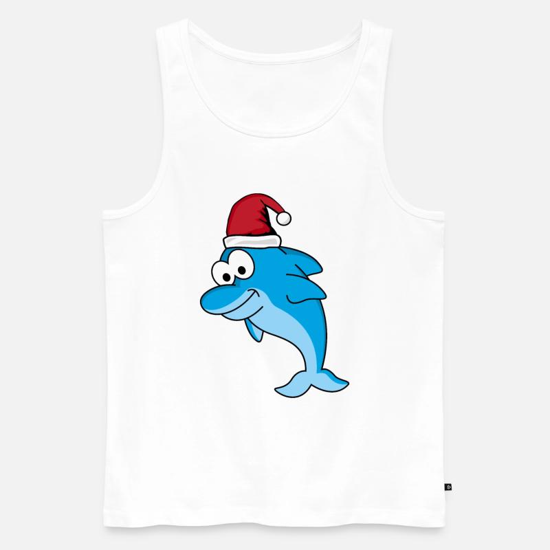 Delfin Comic Weihnachten - Männer Premium Bio Tank Top - Weiß