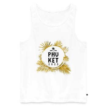 Phuket 2023 Bunt - Männer Premium Bio Tank Top - Weiß - Vorne - Michal (187cm)
