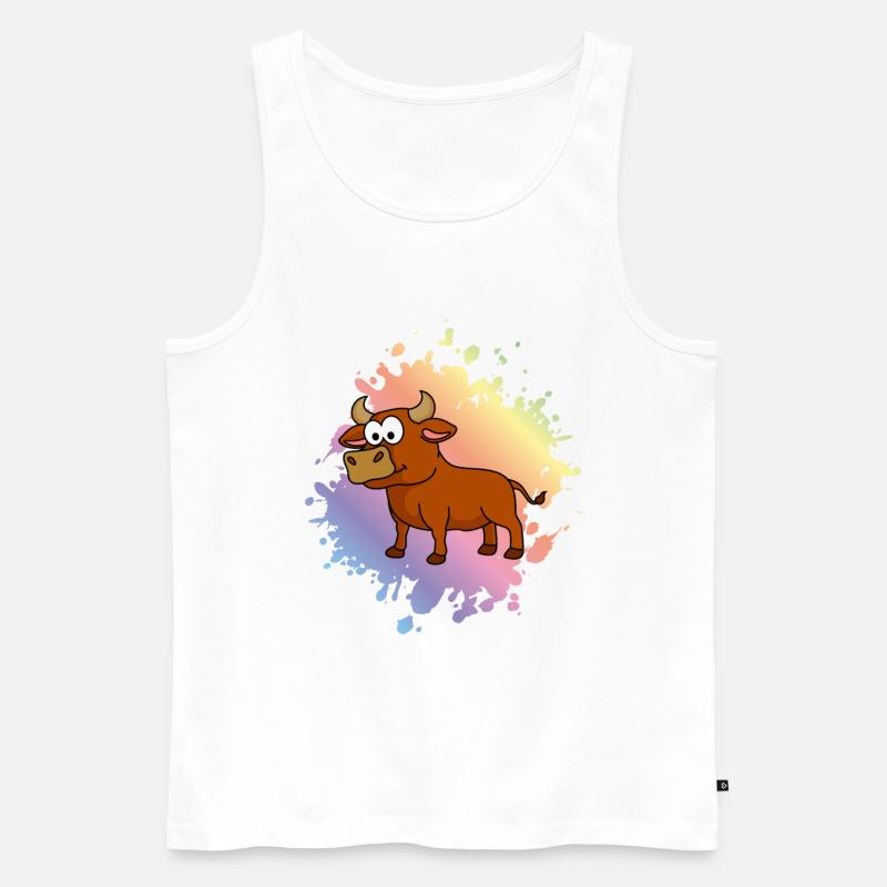 Stier Comic Tier - Männer Premium Bio Tank Top - Weiß