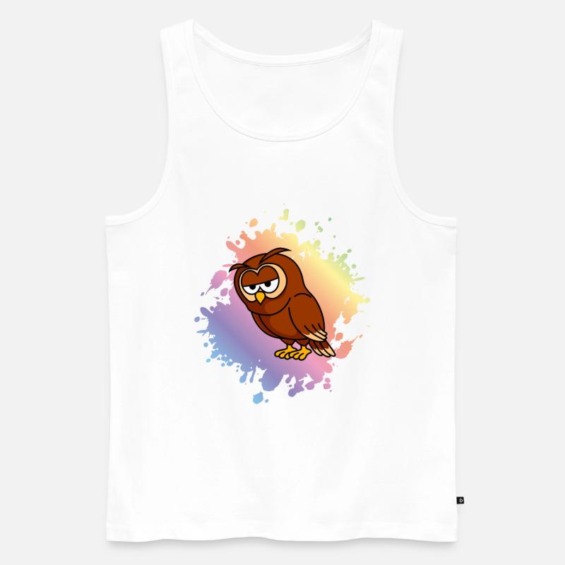 Eule Comic - Männer Premium Bio Tank Top - Weiß