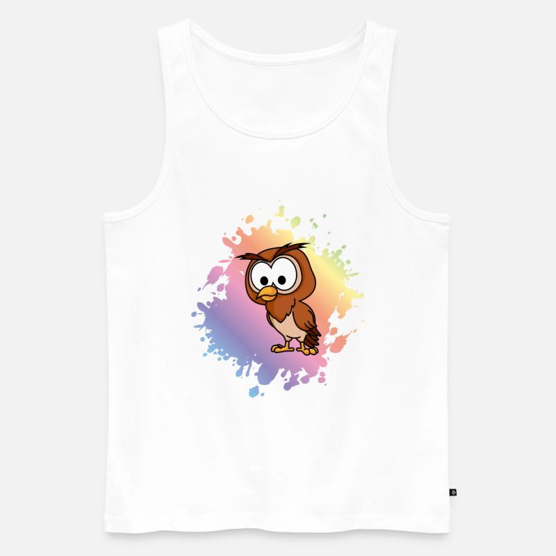 Eule Comic Tier - Männer Premium Bio Tank Top - Weiß