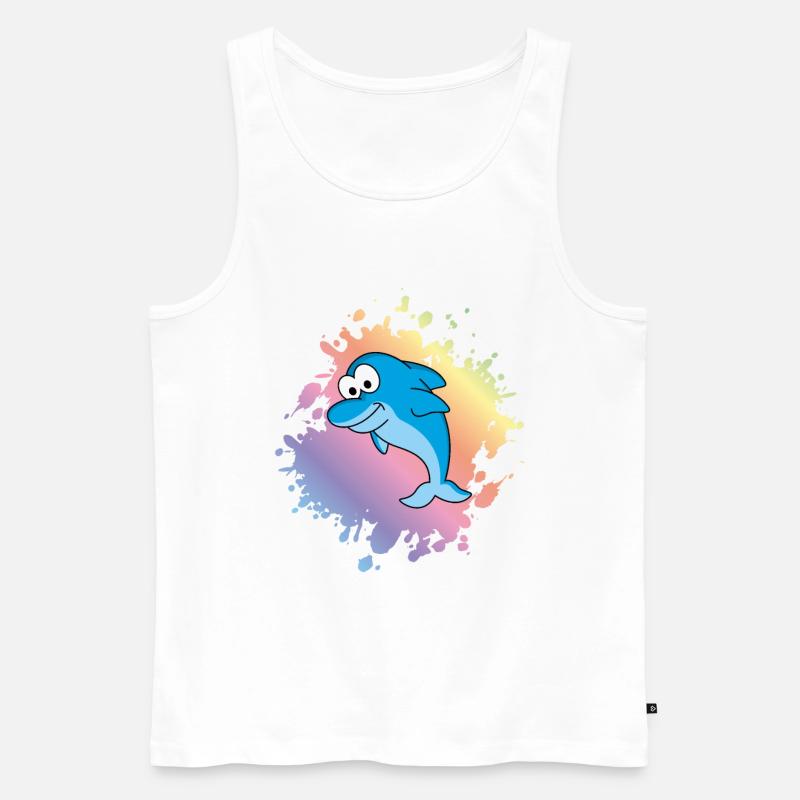 Delfin Comic Tier - Männer Premium Bio Tank Top - Weiß