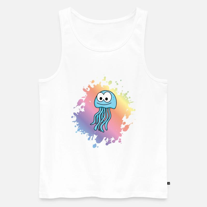 Qualle Comic Tier - Männer Premium Bio Tank Top - Weiß