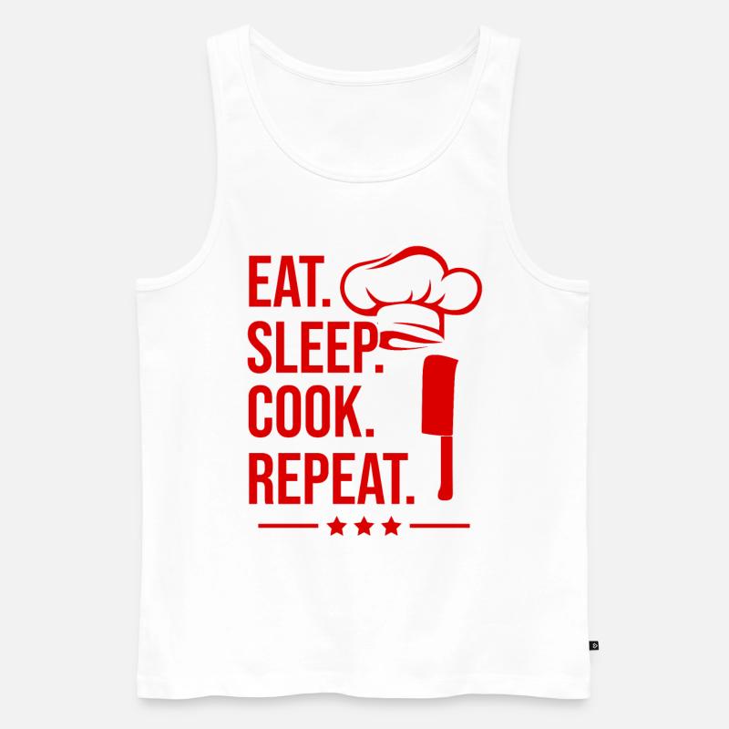 eat sleep kochen repeat - Männer Premium Bio Tank Top - Weiß