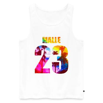 Malle 23 Mallorca 2023 - Männer Premium Bio Tank Top - Weiß - Vorne - Michal (187cm)