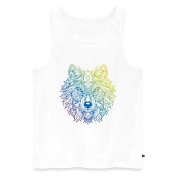 Wolf Mandala Boho - Men's Premium Organic Tank Top - white - Front - AI Model Male 178 light (178cm)