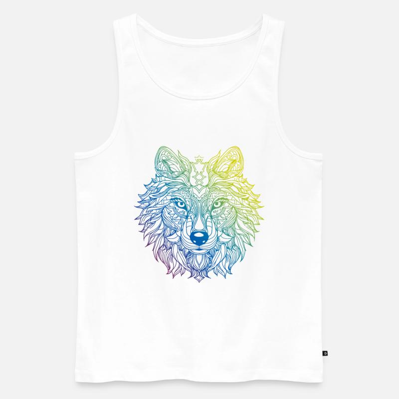 Wolf Mandala Boho - Männer Premium Bio Tank Top - Weiß