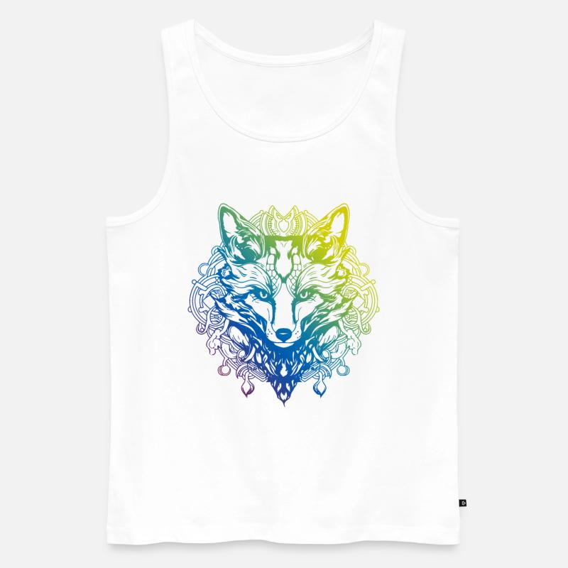 Fuchs Mandala Boho - Männer Premium Bio Tank Top - Weiß