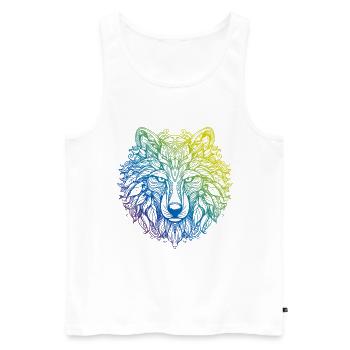 Wolf Mandala Boho - Men's Premium Organic Tank Top - white - Front - AI Model Male 178 light (178cm)