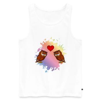 Couple de bandes dessinées hibou amour - Débardeur bio Premium Homme - blanc - Devant - Michal (187cm)