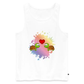 Turtle Comic Couple Love - Men's Premium Organic Tank Top - white - Front - Michal (187cm)
