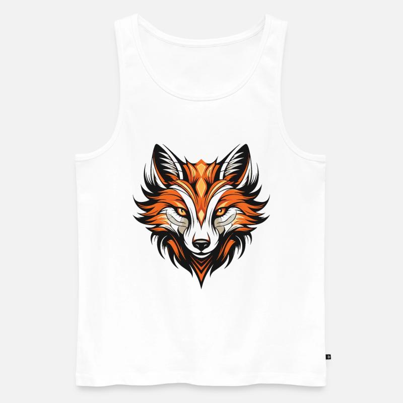 Fuchs Portrait - Männer Premium Bio Tank Top - Weiß