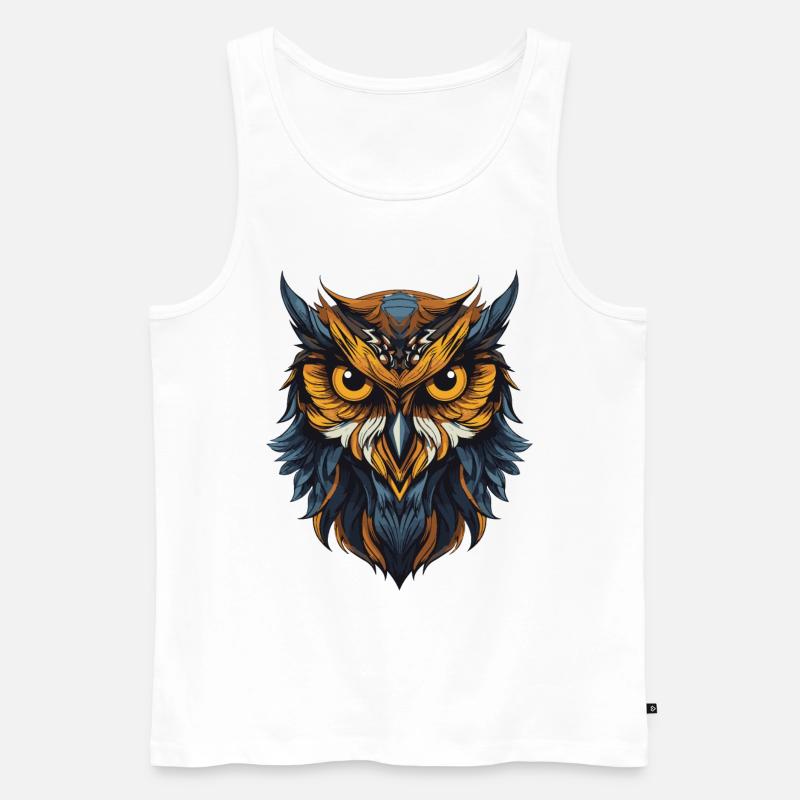 Eule Portrait - Männer Premium Bio Tank Top - Weiß
