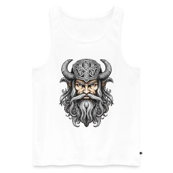 Wikinger Krieger Valhalla Odin - Männer Premium Bio Tank Top - Weiß - Vorne - Michal (187cm)