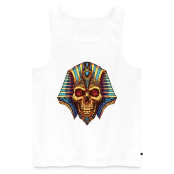 Crâne de pharaon - Débardeur bio Premium Homme - blanc - Devant - AI Model Male 178 light (178cm)