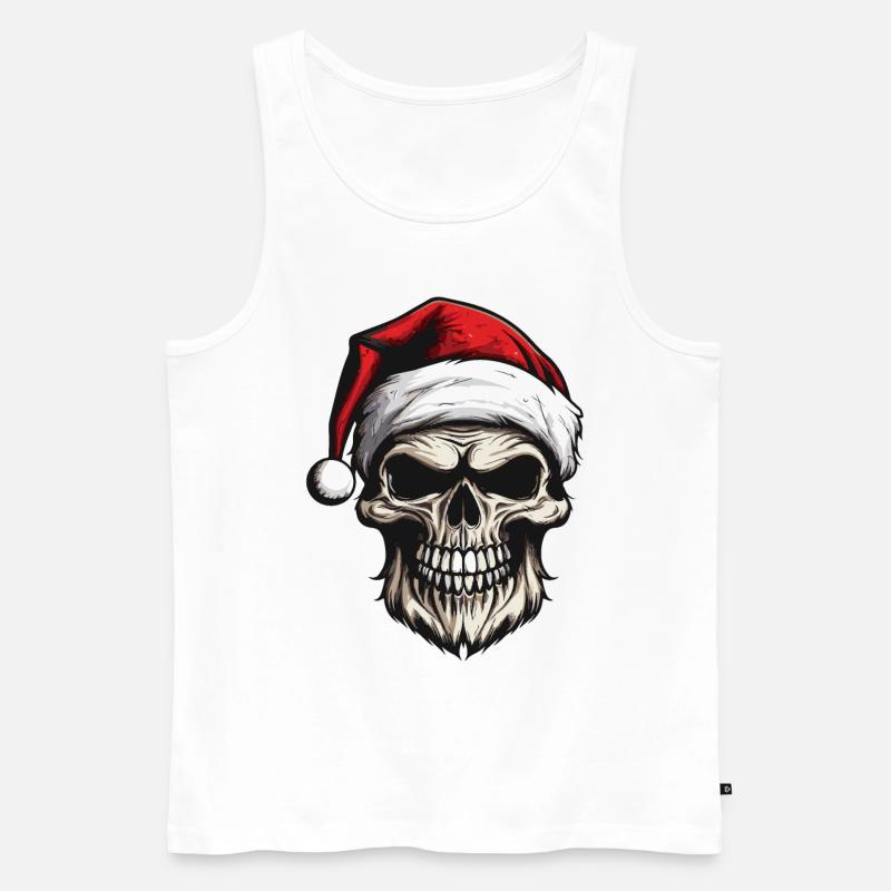 Weihnachtsmann Totenkopf - Männer Premium Bio Tank Top - Weiß