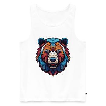 Bär Portrait - Männer Premium Bio Tank Top - Weiß - Vorne - Michal (187cm)