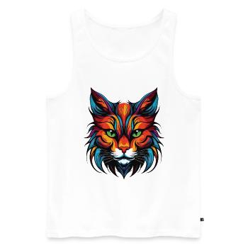 Tête de portrait de chat - Débardeur bio Premium Homme - blanc - Devant - Michal (187cm)