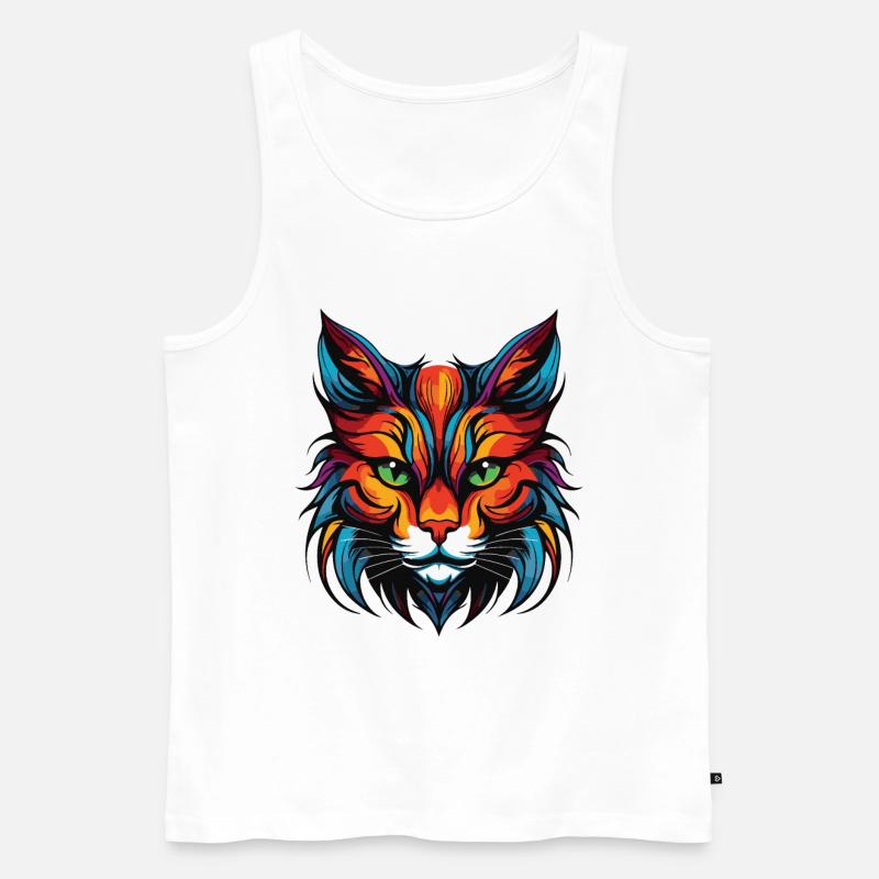 Katze Portrait Kopf - Männer Premium Bio Tank Top - Weiß