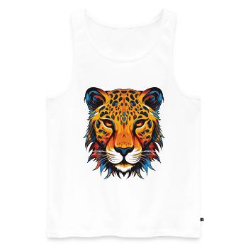 Gepard Portrait - Männer Premium Bio Tank Top - Weiß - Vorne - AI Model Male 178 light (178cm)